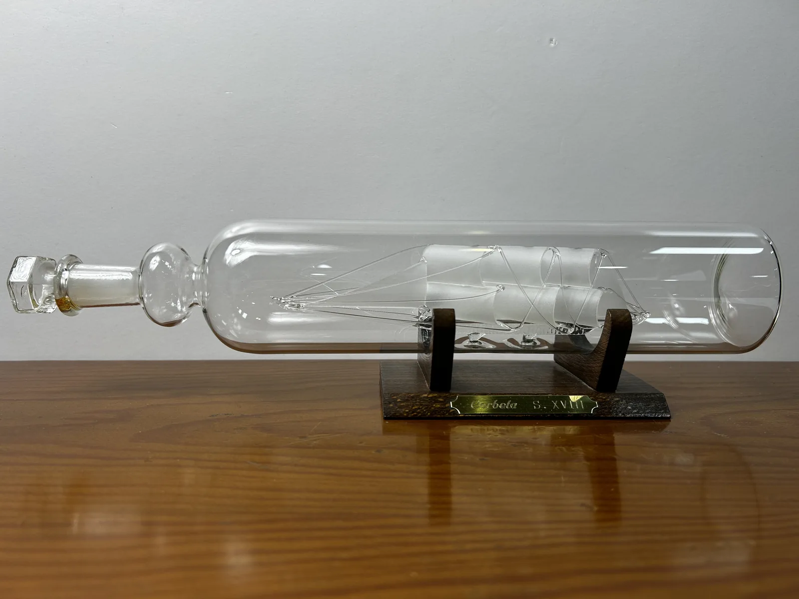 Barco en Botella Cristal Soplado Base Madera - Imagen 6