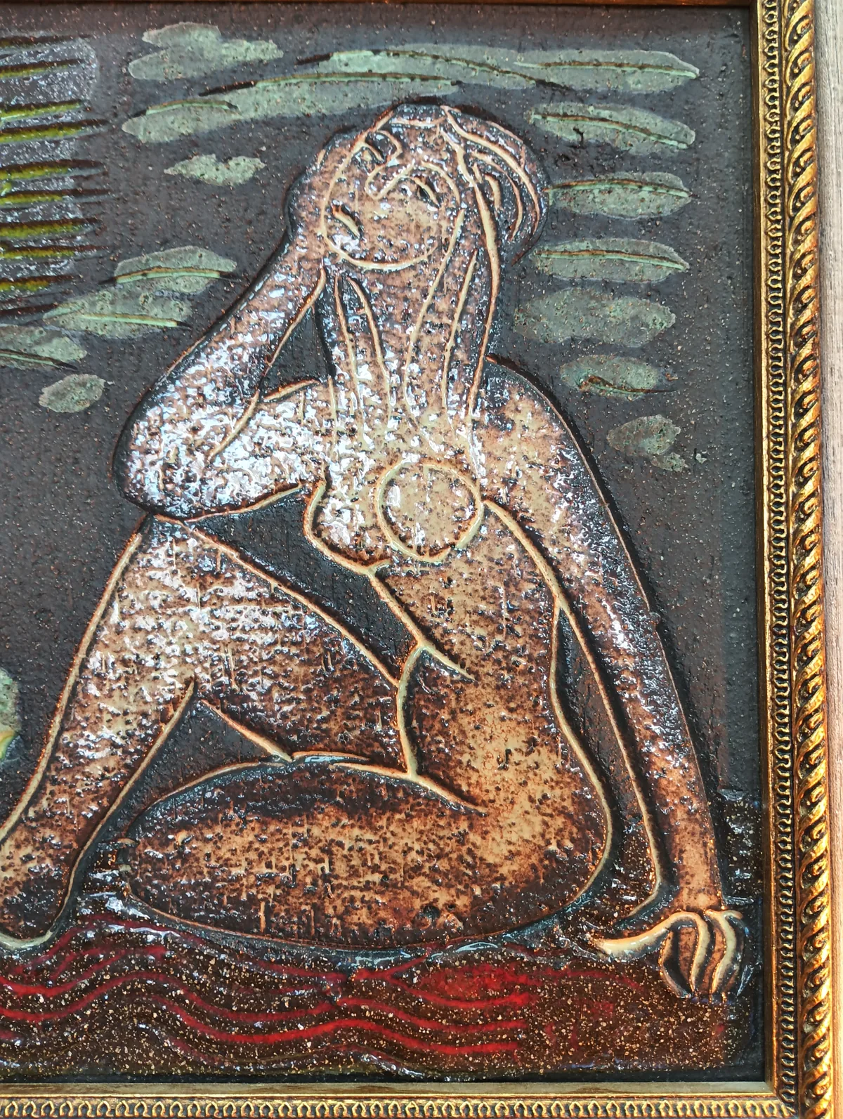 Cuadro Cerámica Vidriada Mujer Jardín - Imagen 8