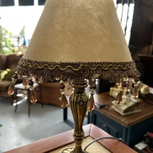 Lámpara Vintage Bronce Labrado Pantalla Artesanal