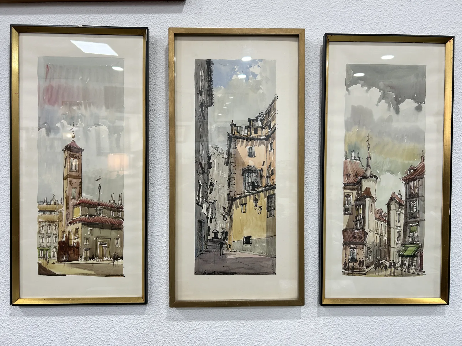 Tríptico de Acuarelas Originales - Madrid Antiguo