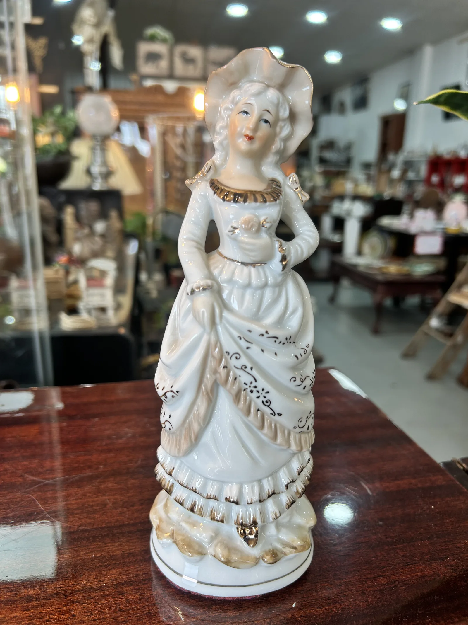 Pareja Figuras Porcelana Vintage Oro Blanco - Imagen 4