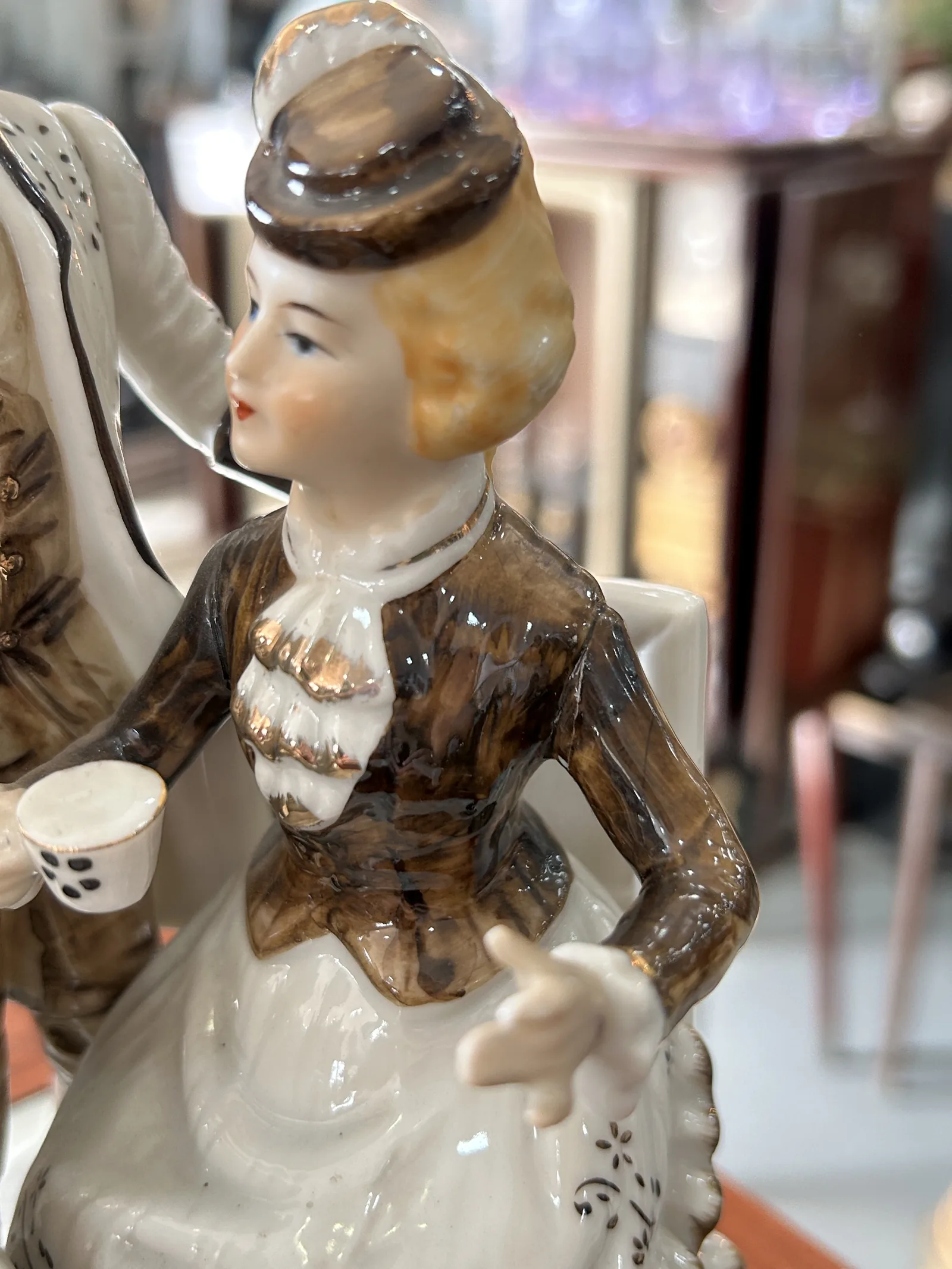 Reloj Vintage Porcelana EIHO Pareja Té Colección - Imagen 9