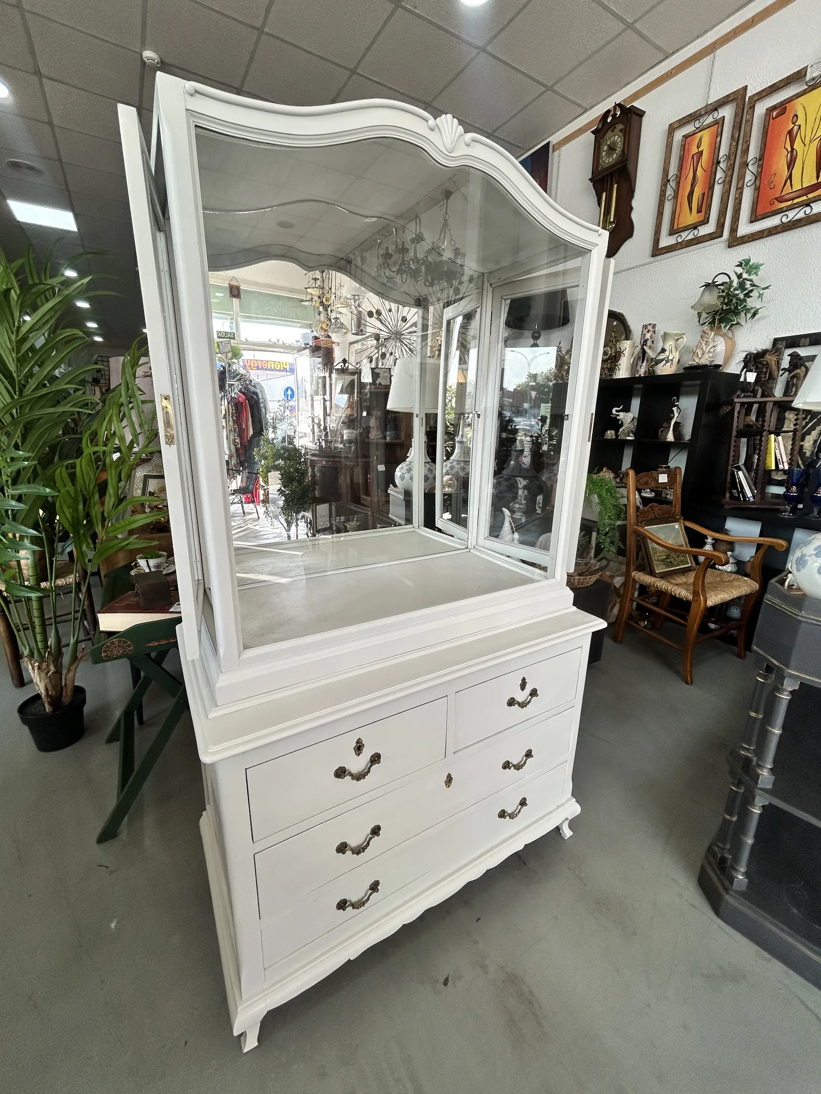 Vitrina Mueble Vintage Restaurado Blanco - Imagen 5