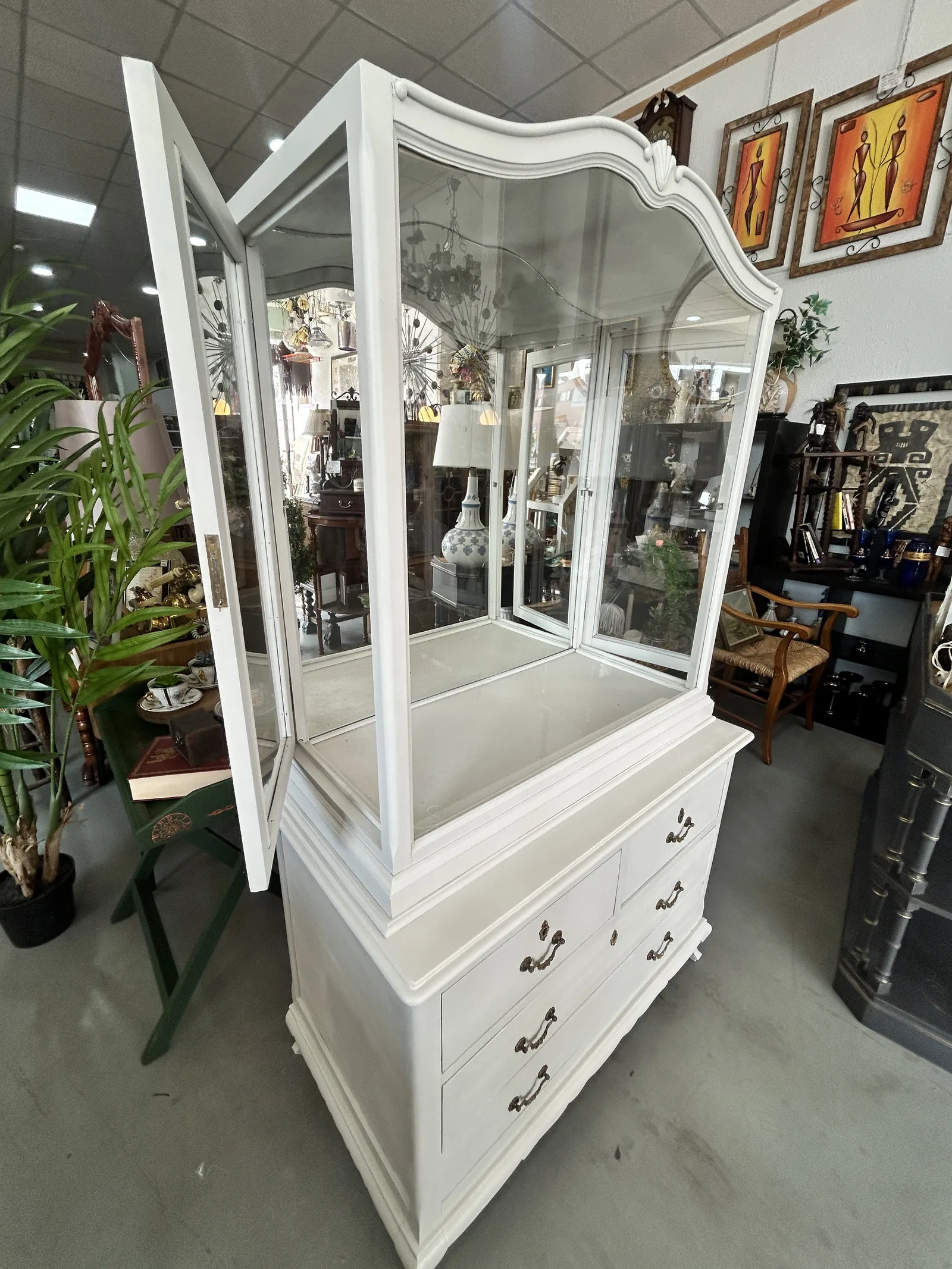 Vitrina Mueble Vintage Restaurado Blanco - Imagen 6