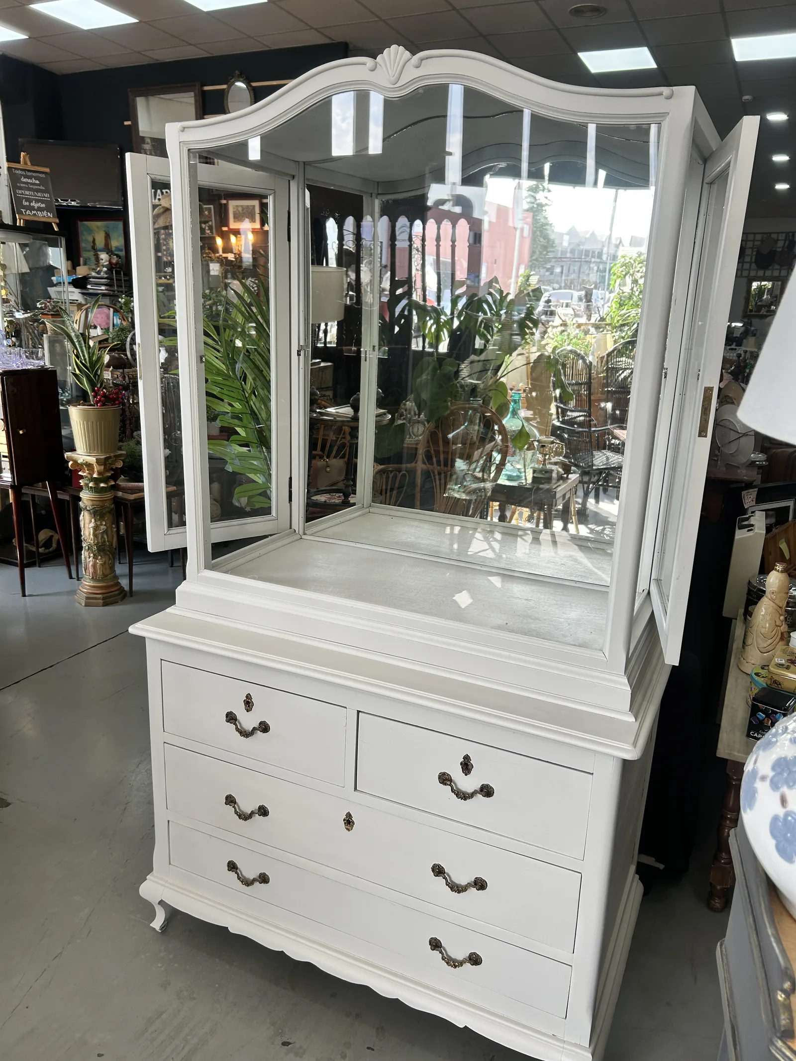 Vitrina Mueble Vintage Restaurado Blanco - Imagen 7