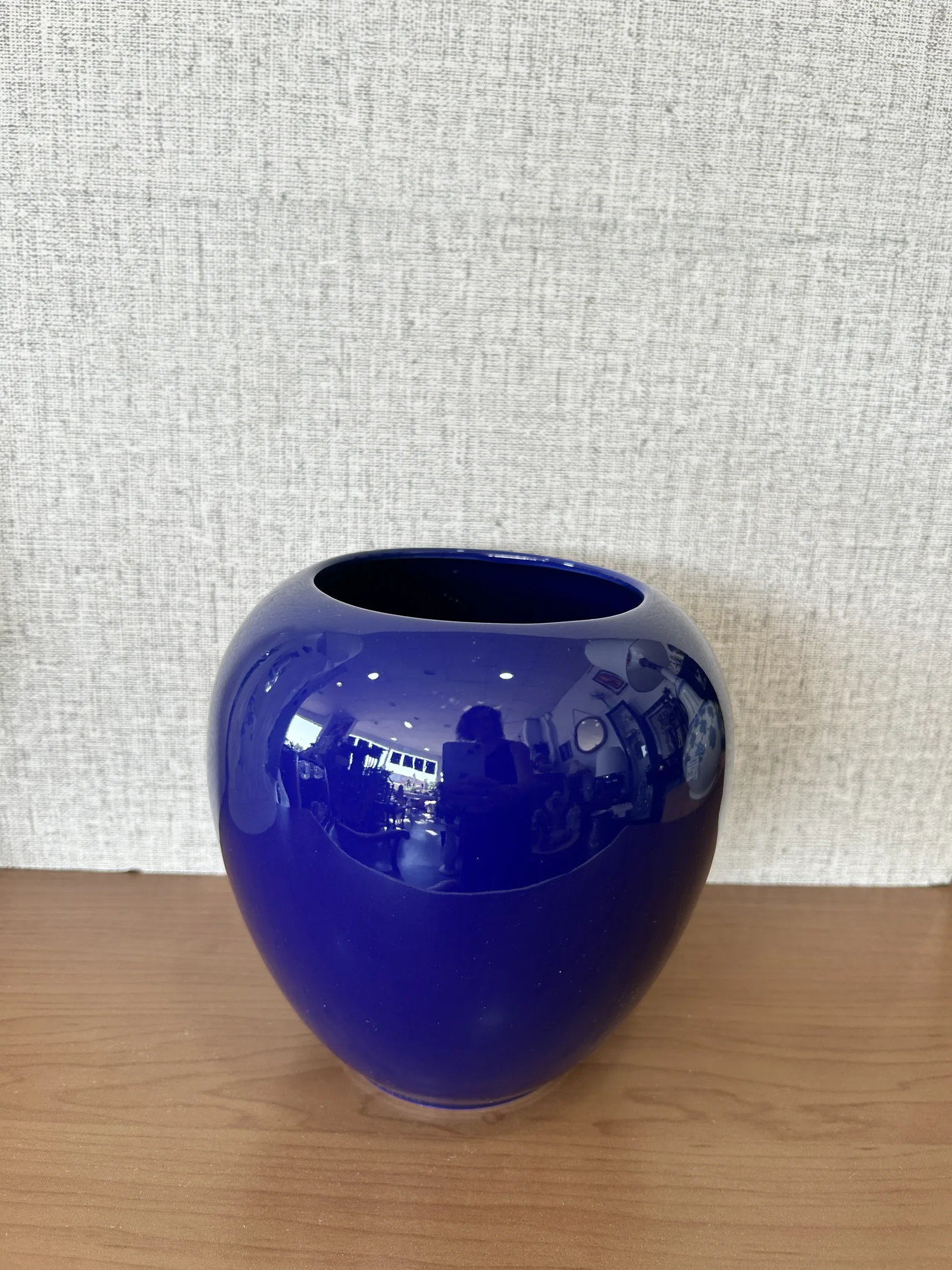 Jarrón Cerámica Azul Cobalto Vintage Japón - Imagen 3