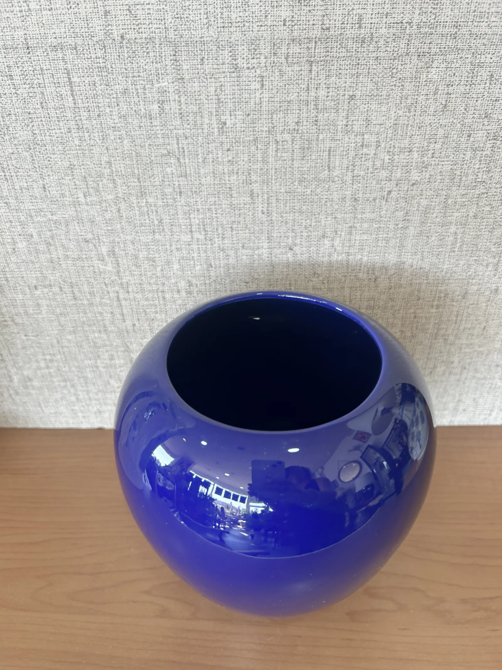 Jarrón Cerámica Azul Cobalto Vintage Japón - Imagen 4