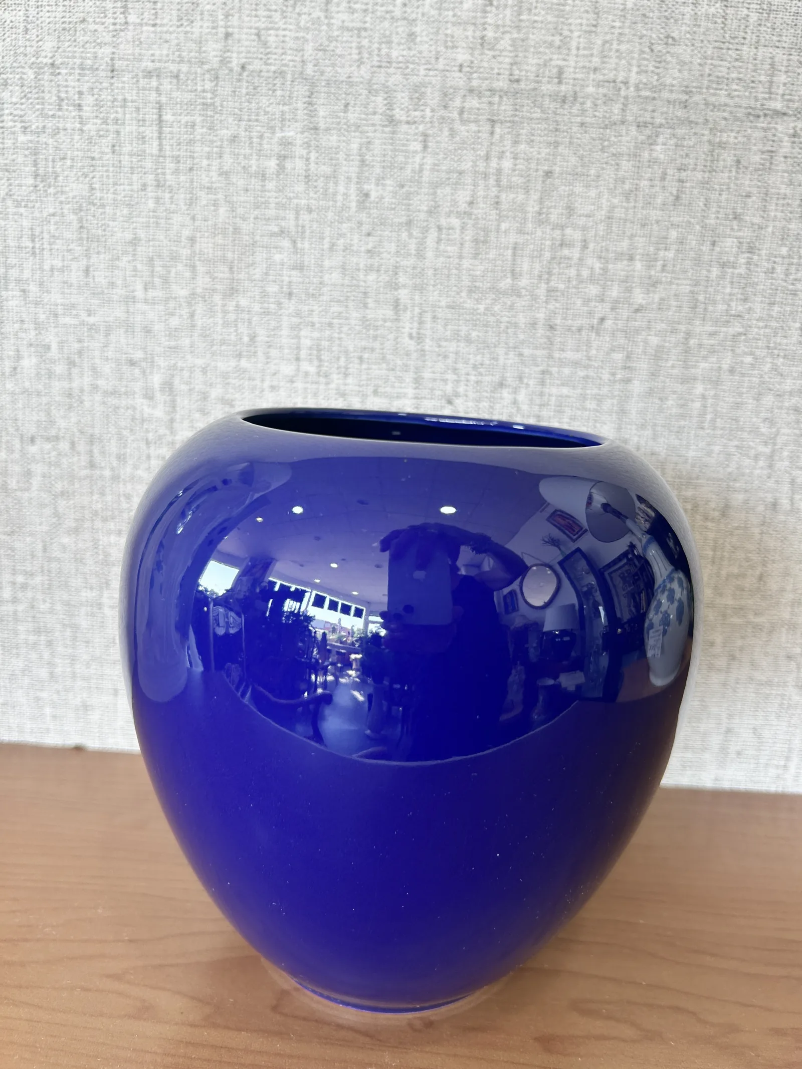 Jarrón Cerámica Azul Cobalto Vintage Japón - Imagen 5