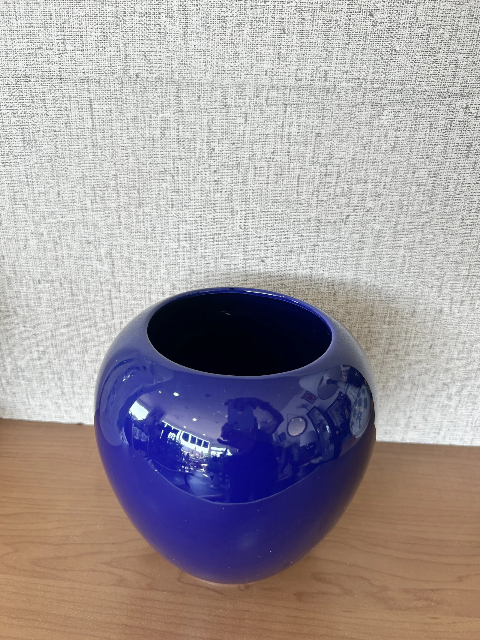 Jarrón Cerámica Azul Cobalto Vintage Japón - Imagen 6
