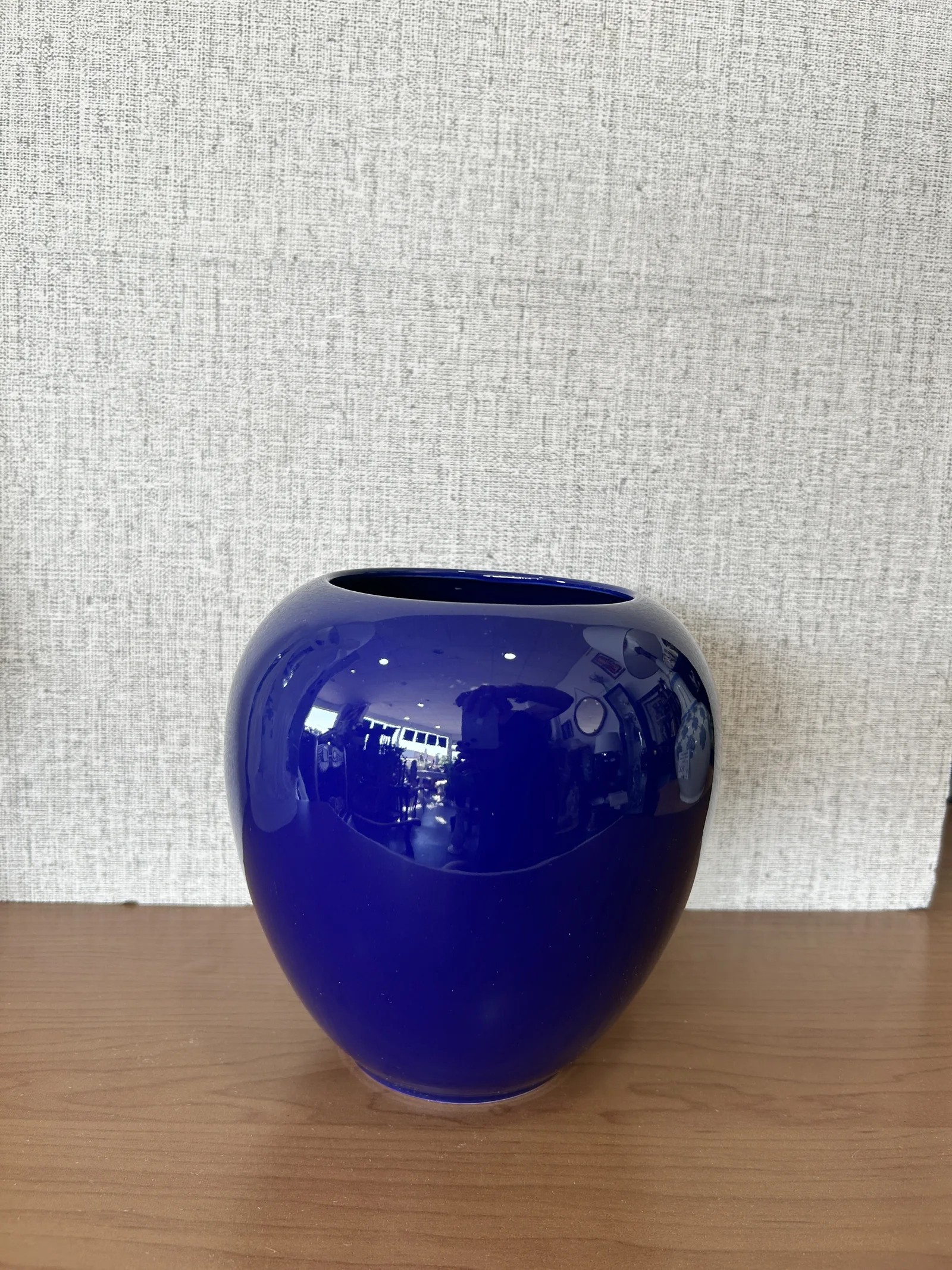 Jarrón Cerámica Azul Cobalto Vintage Japón - Imagen 7