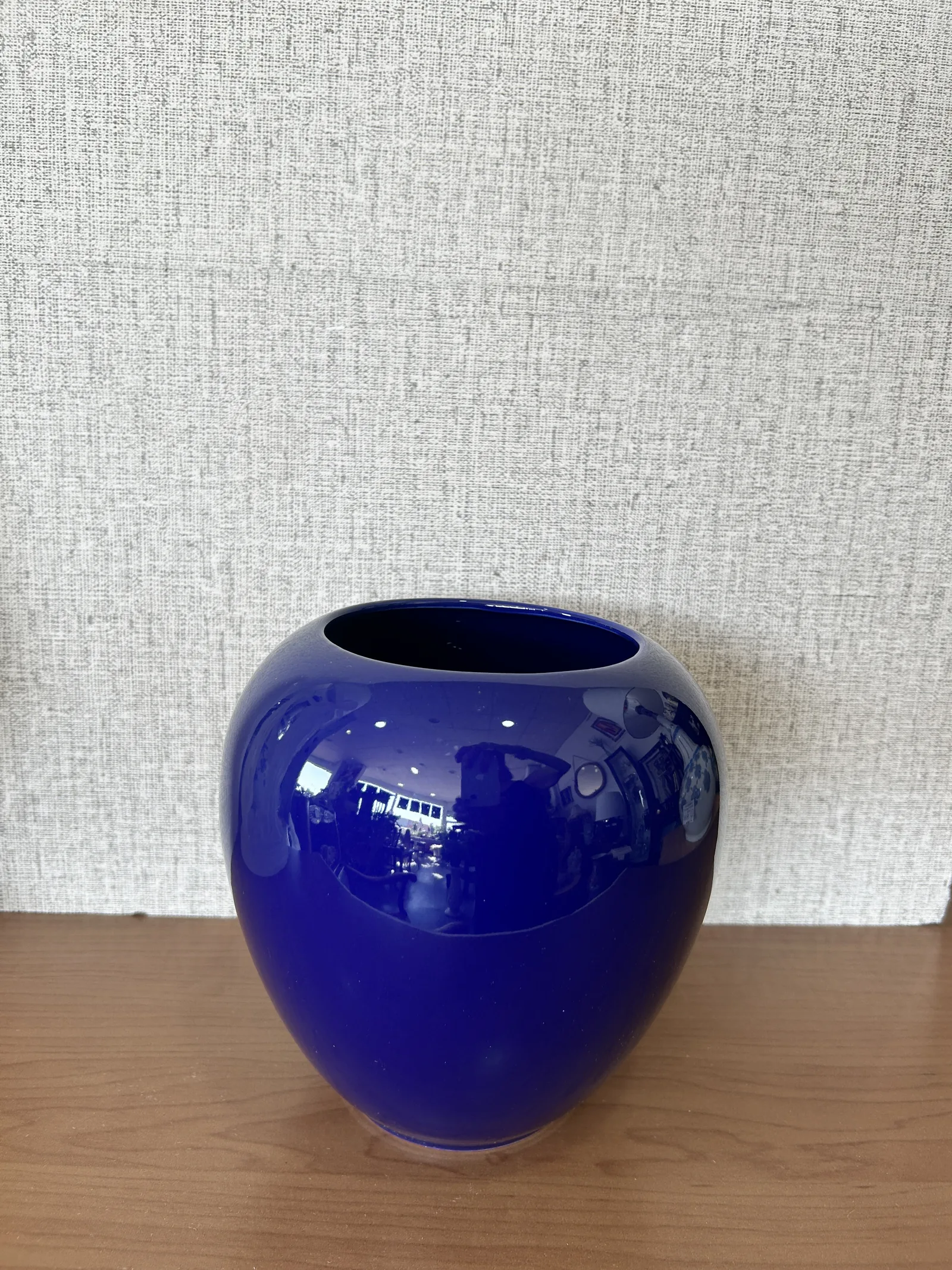 Jarrón Cerámica Azul Cobalto Vintage Japón - Imagen 8