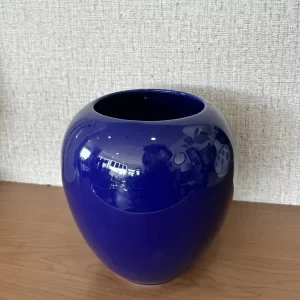 Jarrón Cerámica Azul Cobalto Vintage Japón