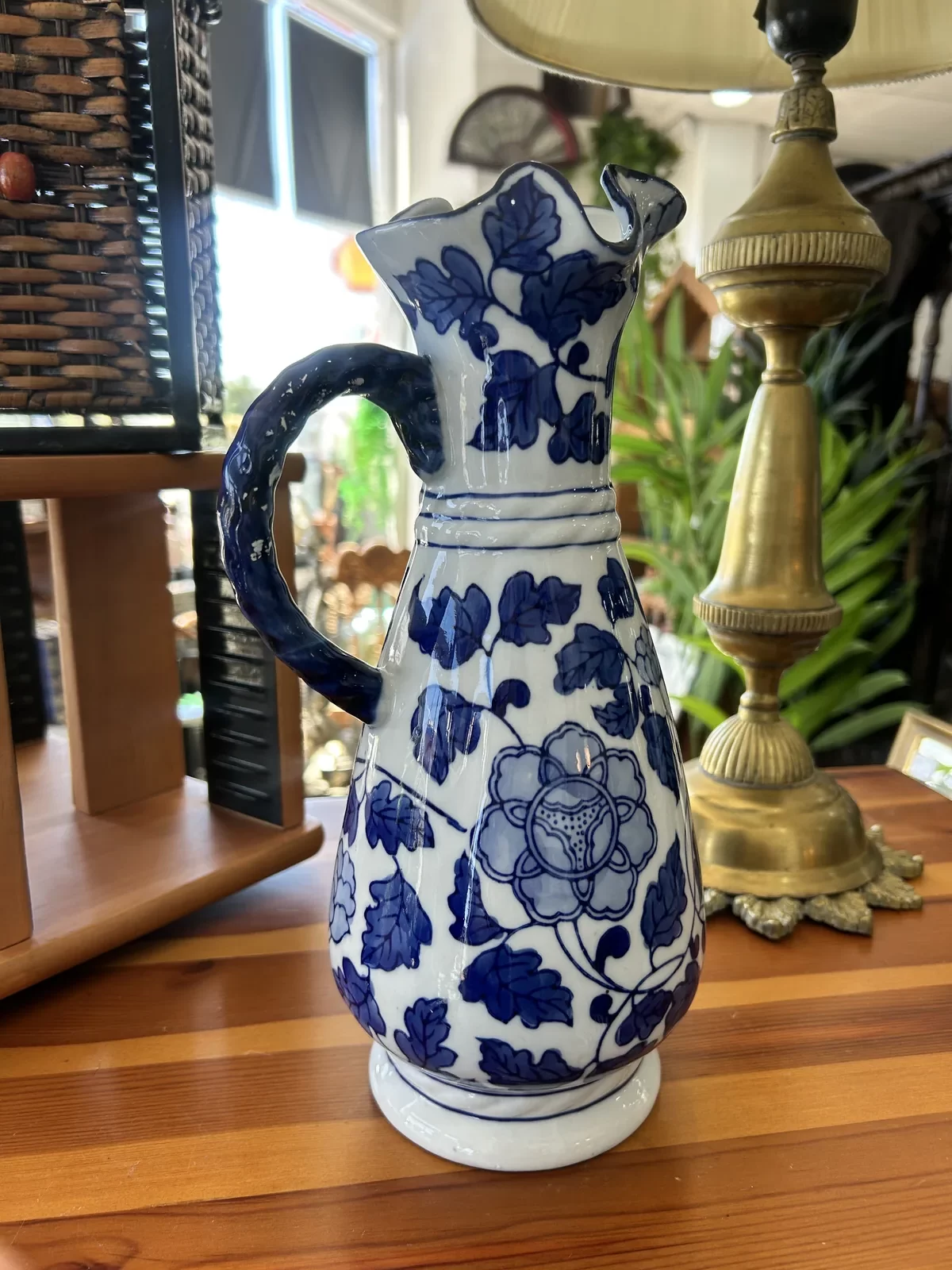 Jarra Jarrón Porcelana Azul y Blanco Vintage - Imagen 4