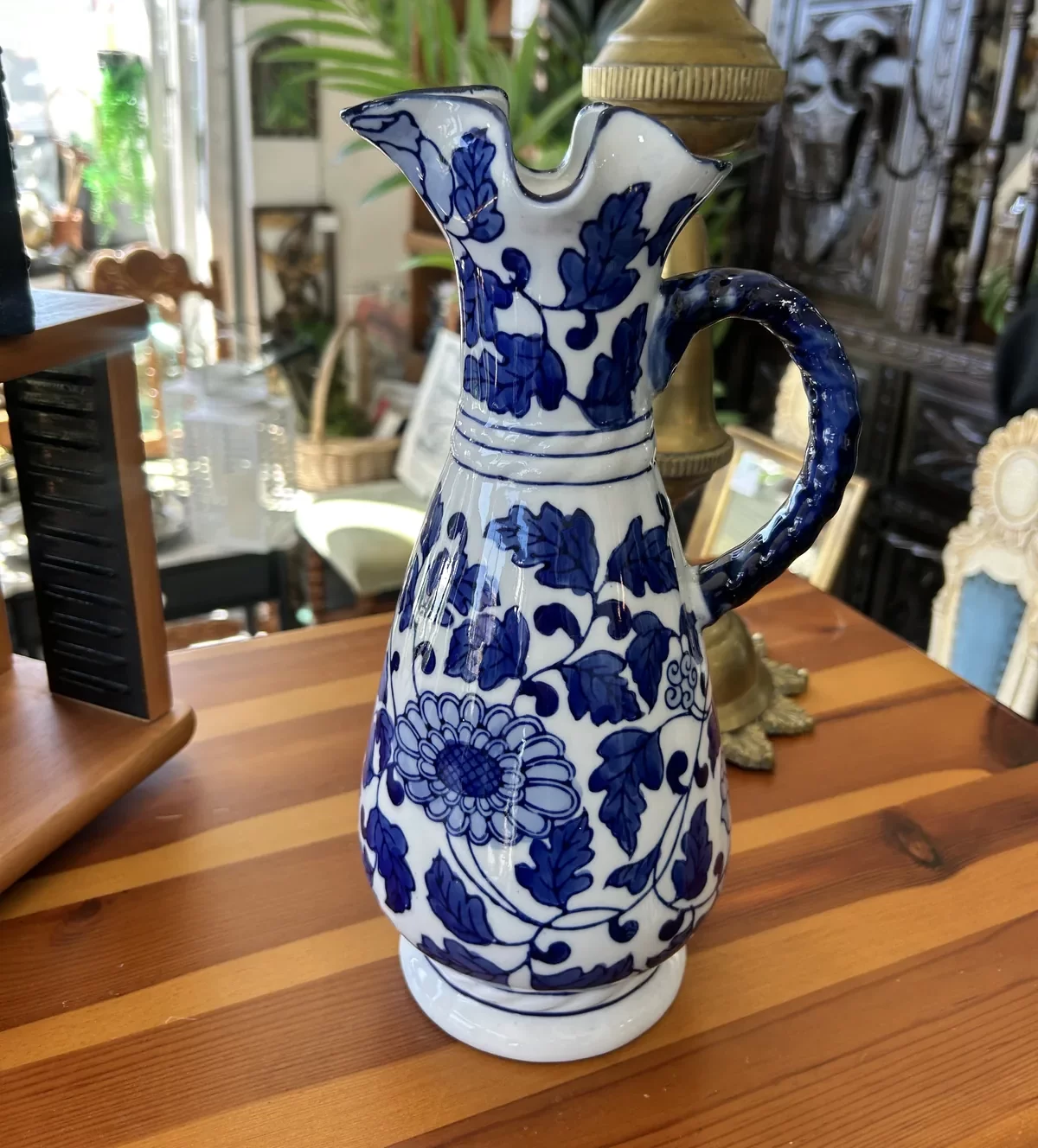Jarra Jarrón Porcelana Azul y Blanco Vintage - Imagen 2