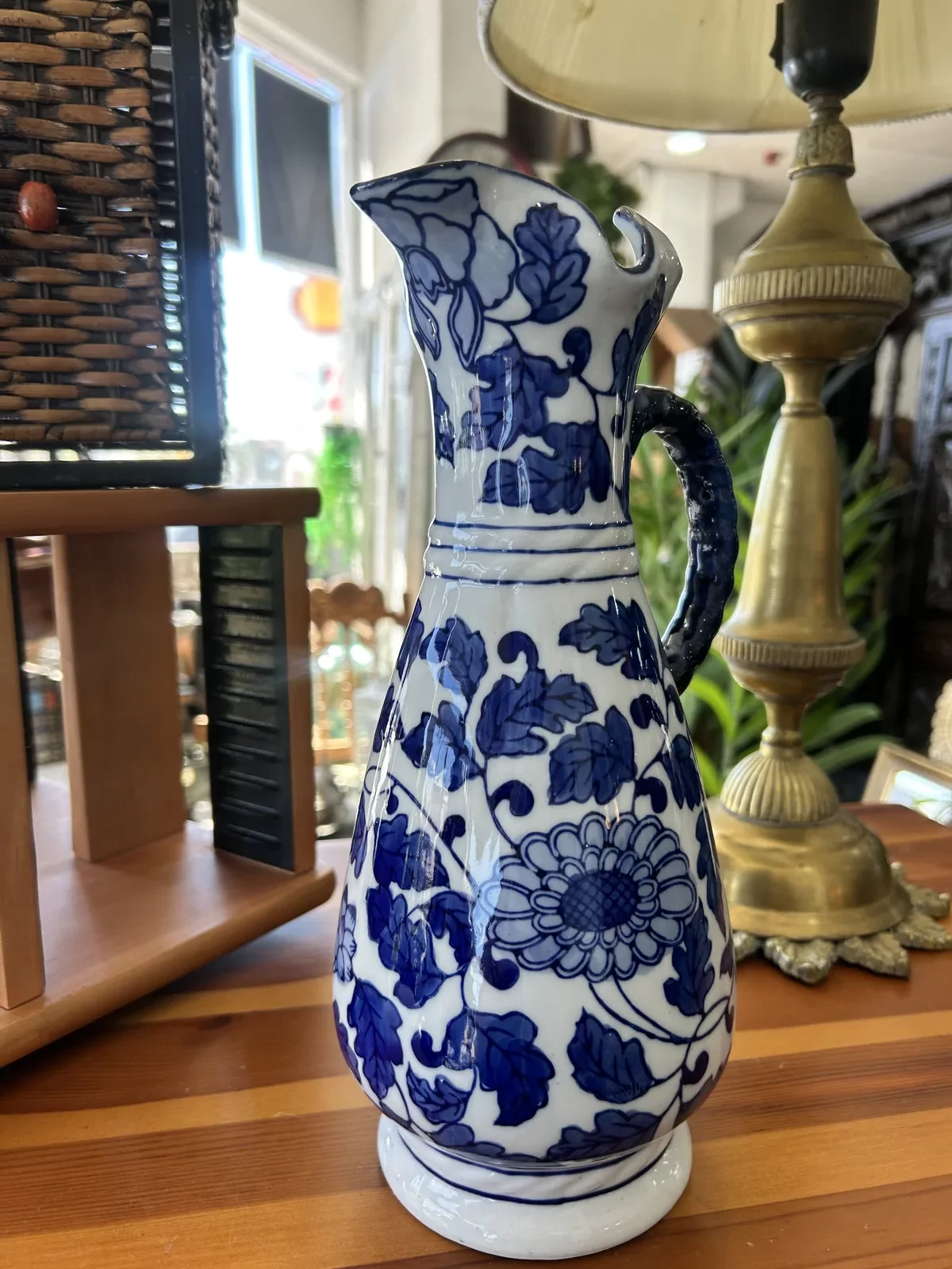 Jarra Jarrón Porcelana Azul y Blanco Vintage