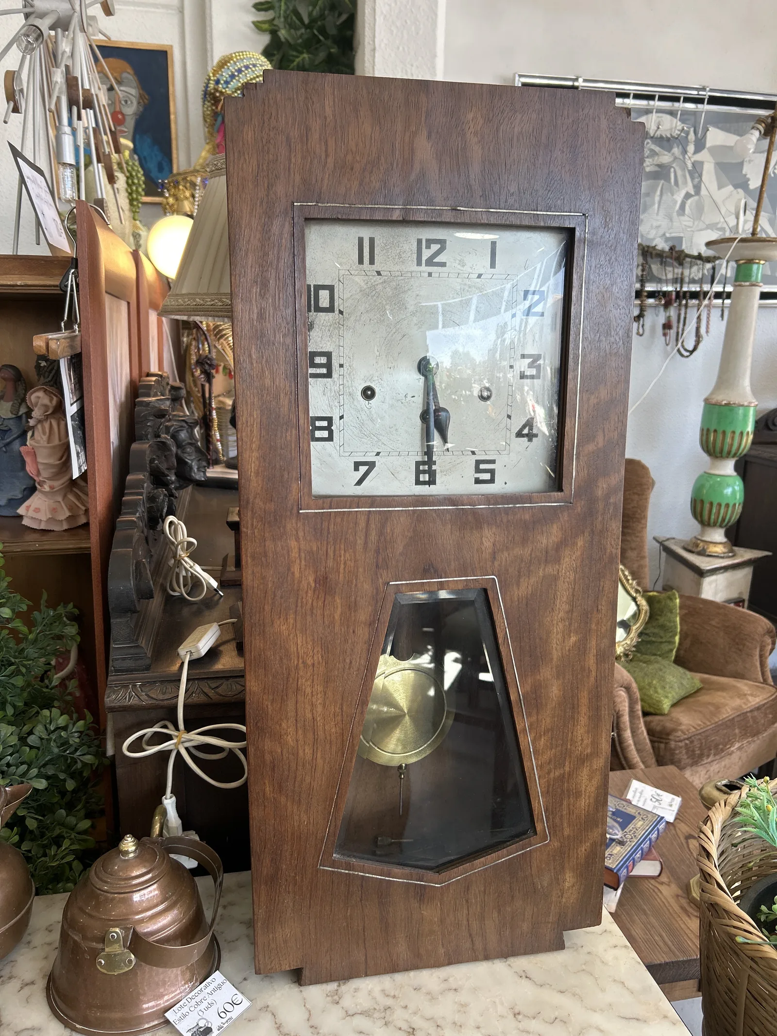 Reloj Art Decó antiguo madera (Para reparar) - Imagen 18