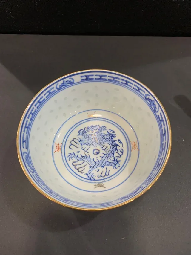 Cuenco y Cuchara Porcelana China Grano Arroz - Imagen 6