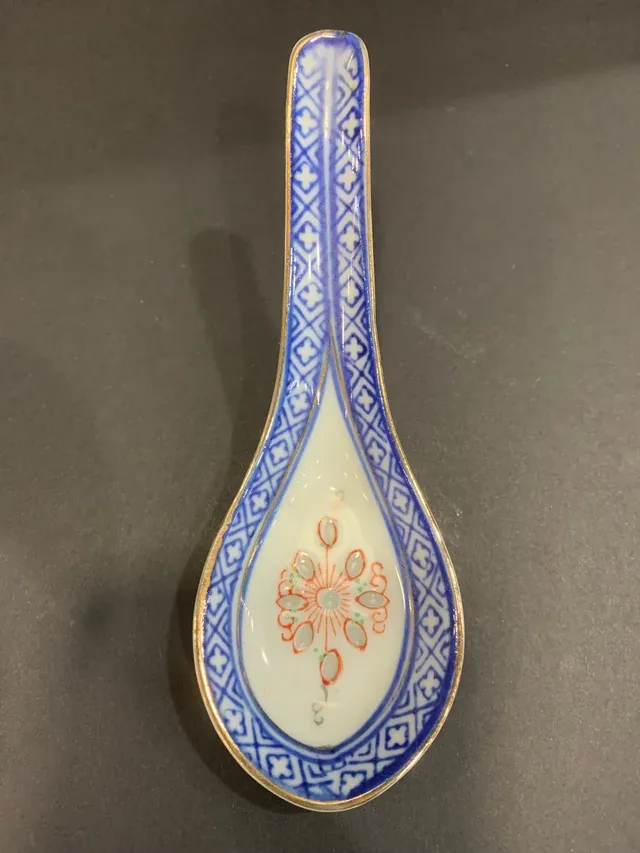 Cuenco y Cuchara Porcelana China Grano Arroz - Imagen 3