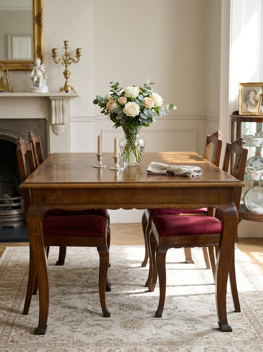 Mesa cuadrada de comedor – estilo clásico madera