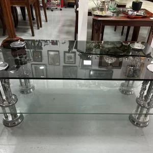 Mesa de Centro Vintage Años 70 - Cristal y Cromado