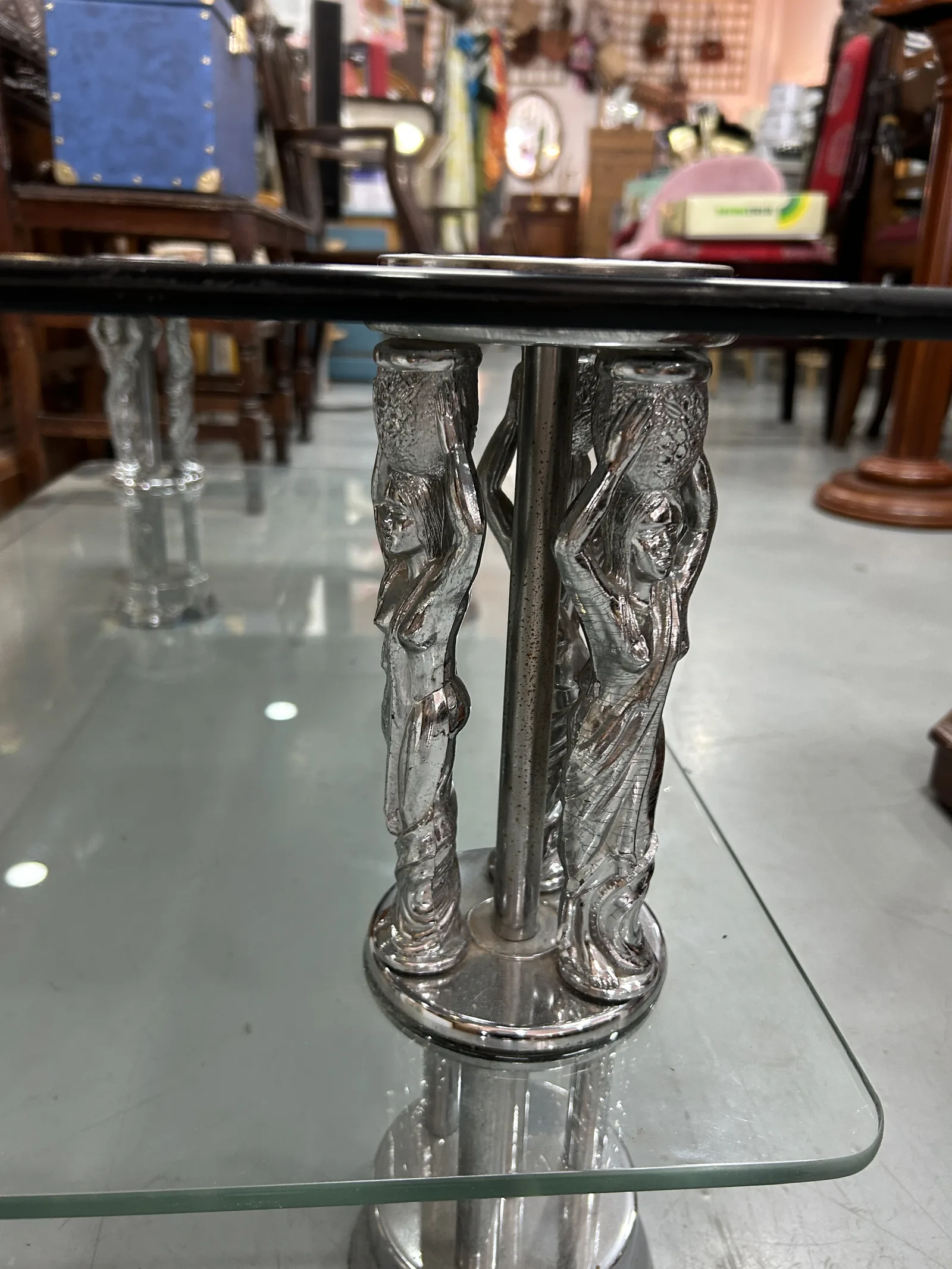 Mesa de Centro Vintage Años 70 - Cristal y Cromado - Imagen 5