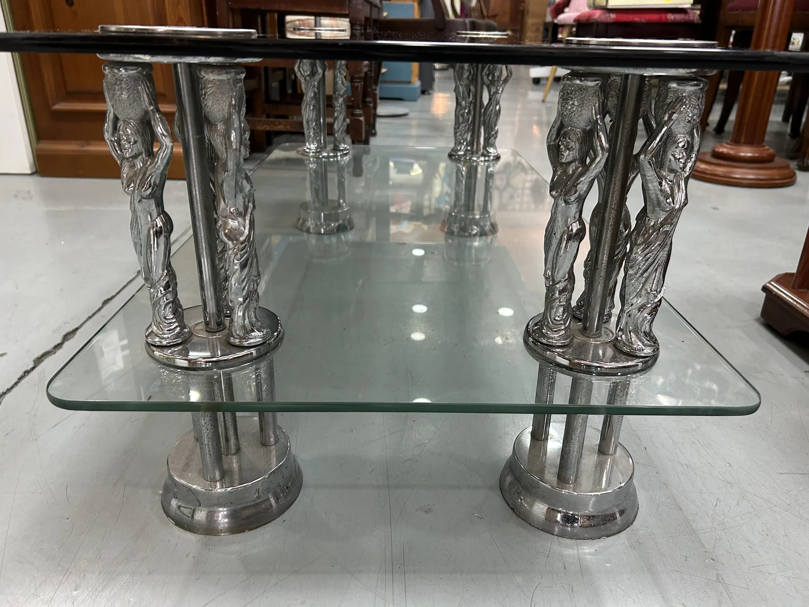 Mesa de Centro Vintage Años 70 - Cristal y Cromado - Imagen 6