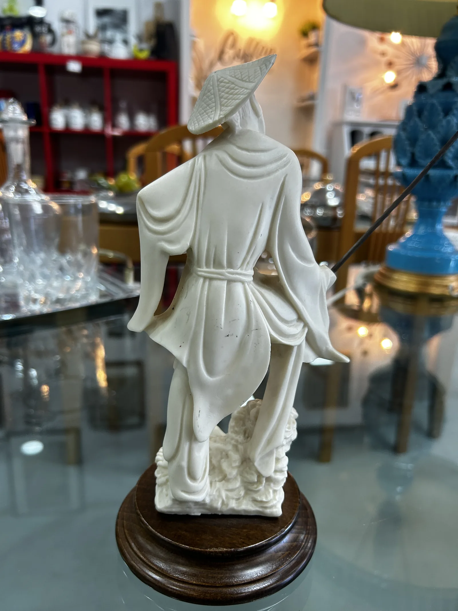 Figura Pescador Chino Marfilina y Madera - Imagen 7