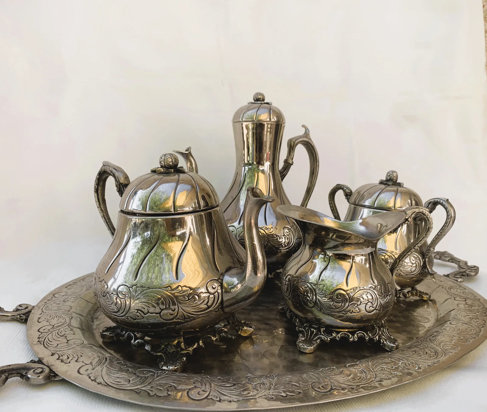 Juego de Té y Café Vintage Plateado - Imagen 4