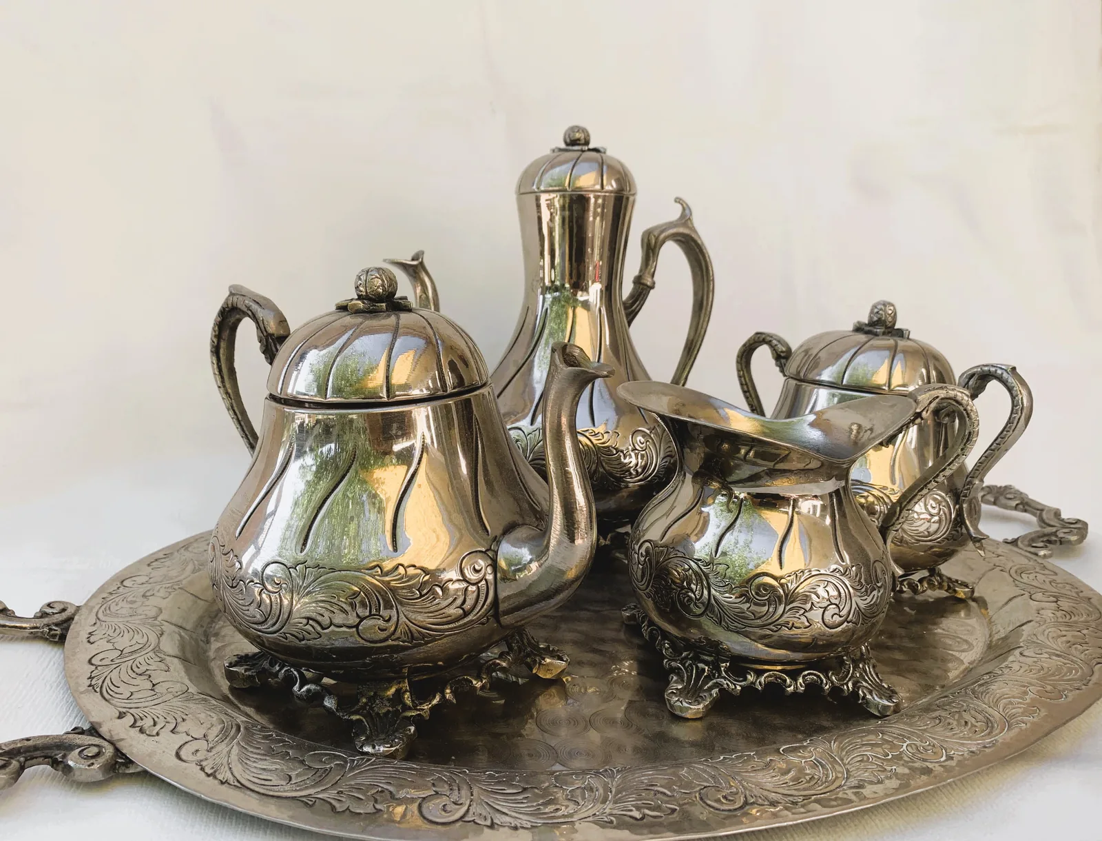 Juego de Té y Café Vintage Plateado - Imagen 5