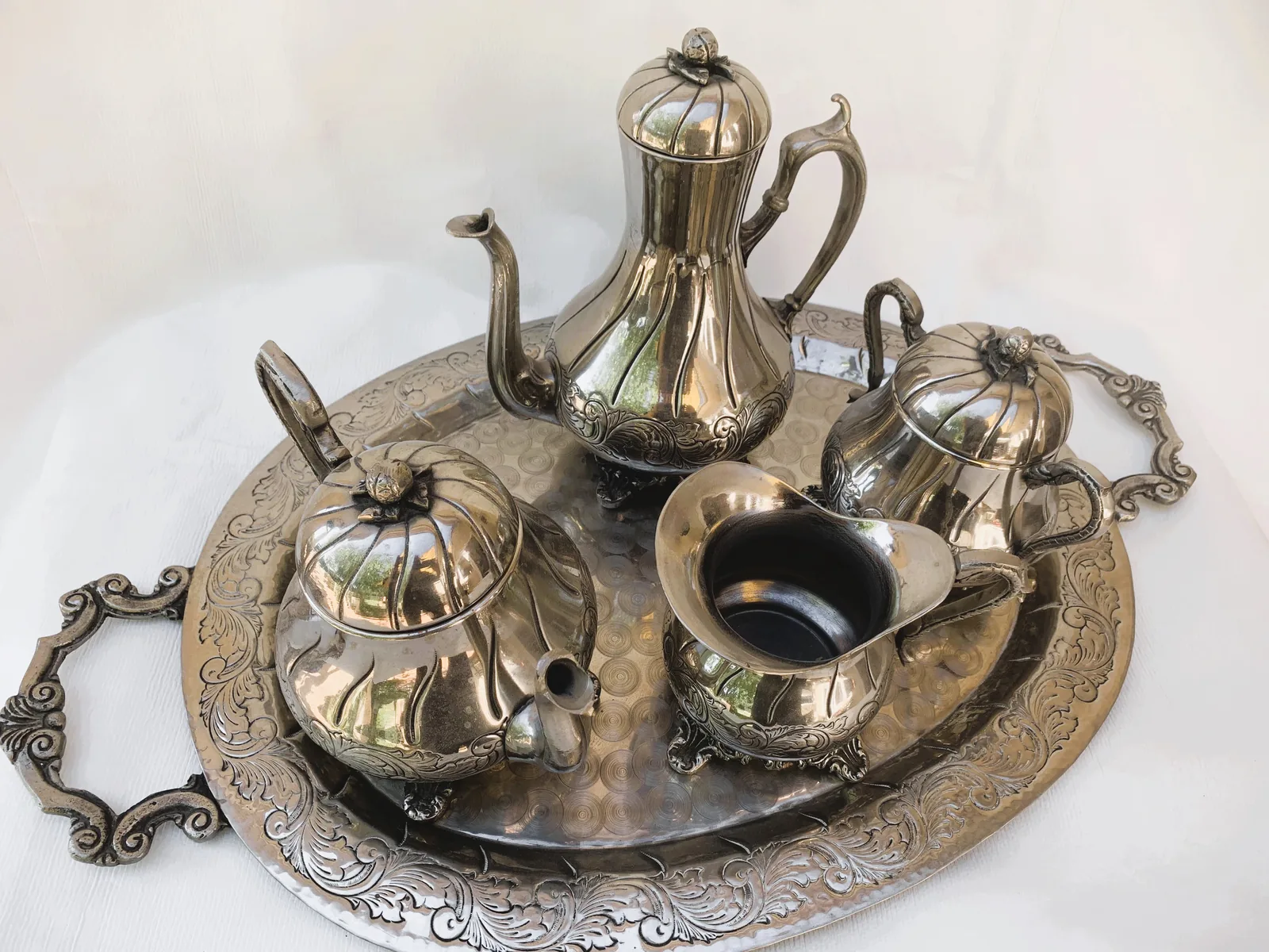 Juego de Té y Café Vintage Plateado