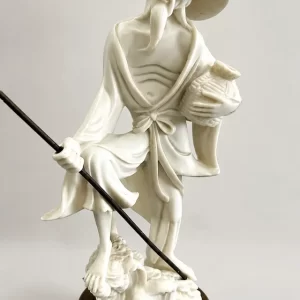 Figura Pescador Chino Marfilina y Madera
